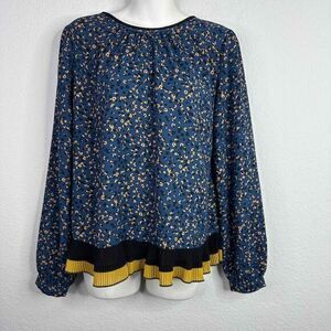 Current Air Shirt Women's S Abstract‎ Floral Print Long Sleeve Whimsigoth Blouse